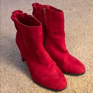Red Suede Booties (size 8)